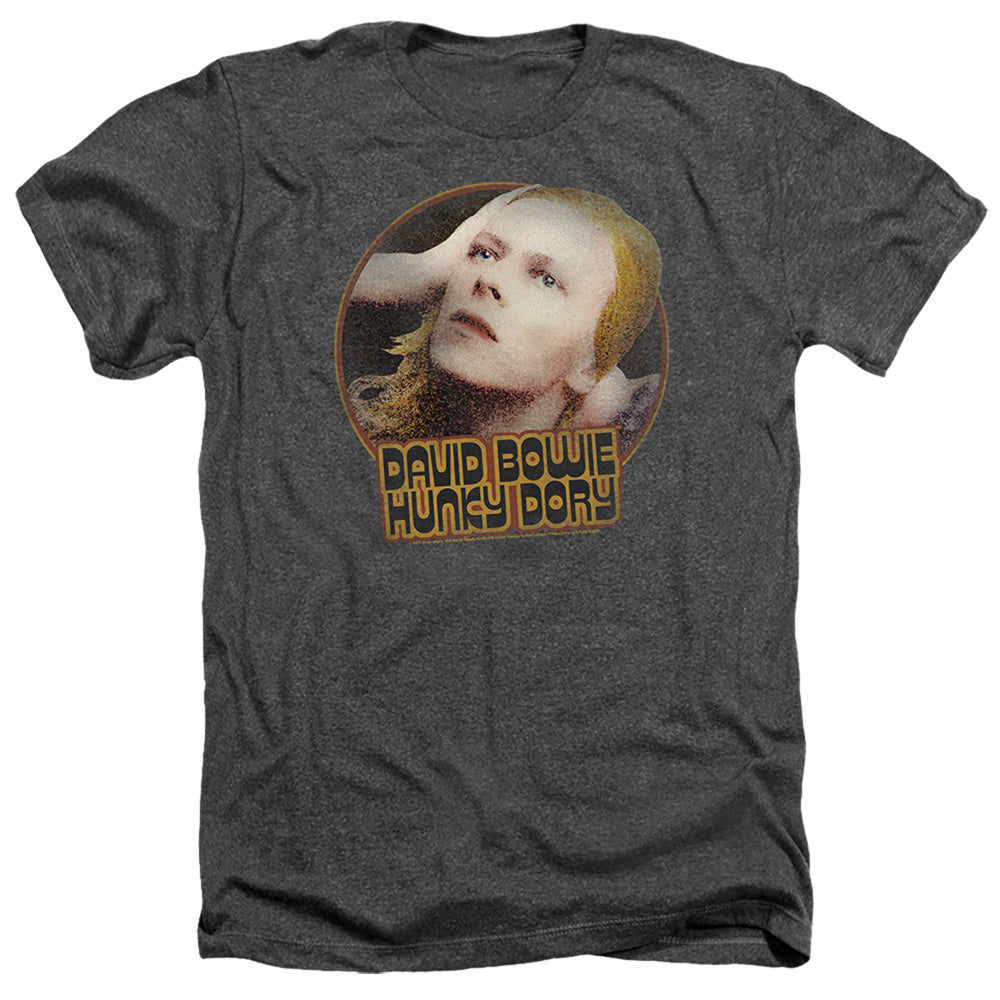 AN OFFCIALLY LICENSED DAVID BOWIE HUNKY DORY CIRCLE MEN'S HEATHER T-SHIRT CHARCOAL