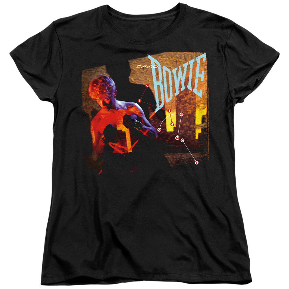 AN OFFCIALLY LICENSED DAVID BOWIE LETS DANCE WOMEN'S REGULAR FIT T-SHIRT BLACK