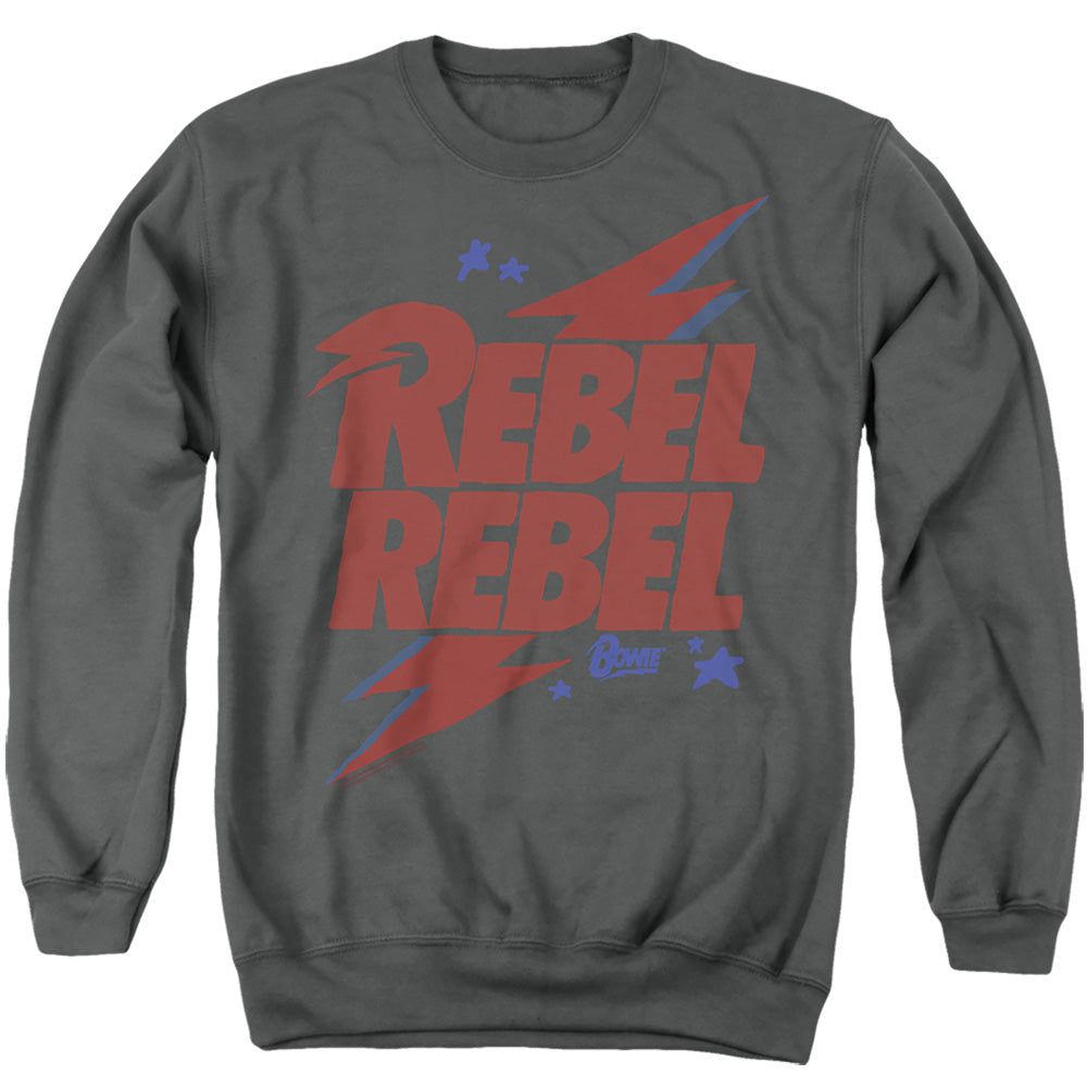 AN OFFCIALLY LICENSED DAVID BOWIE THE HOW COULD THEY KNOW ADULT UNISEX CREWNECK SWEATSHIRT CHARCOAL