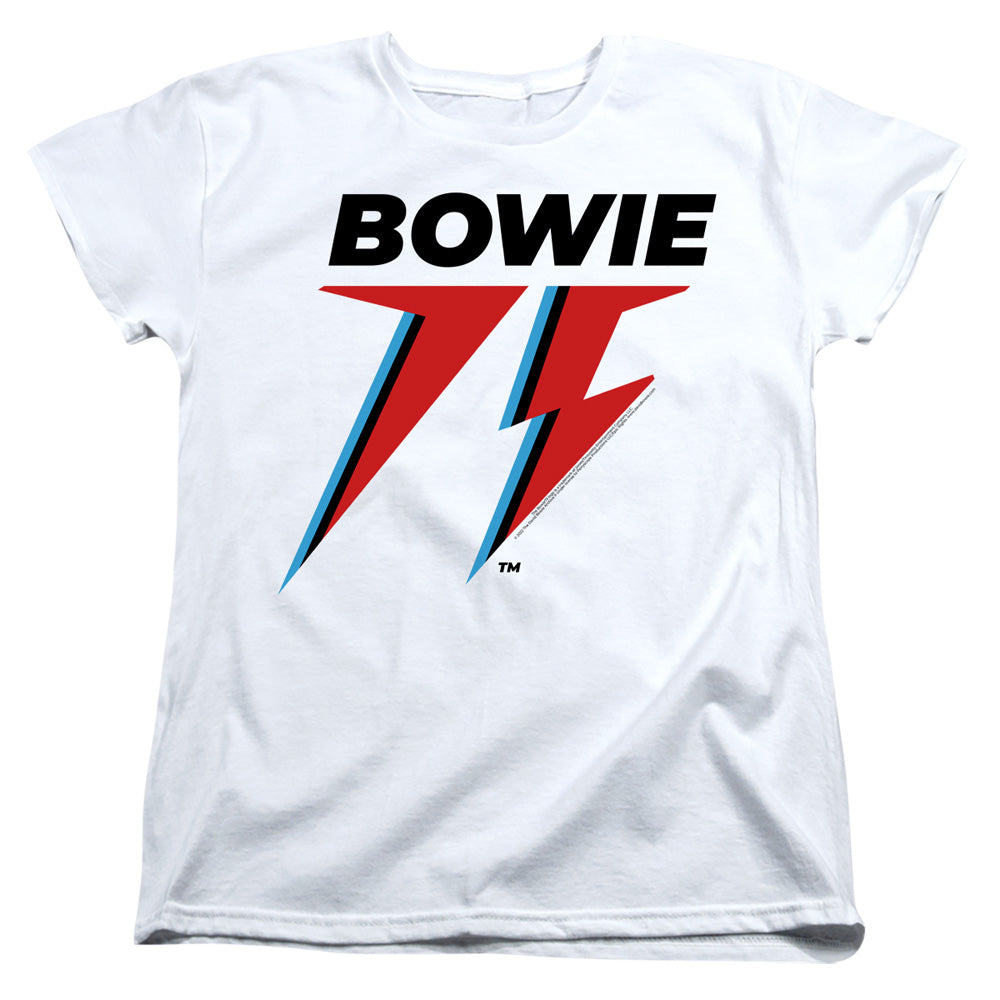 AN OFFCIALLY LICENSED DAVID BOWIE BOWIE 75 LOGO WOMEN'S REGULAR FIT T-SHIRT WHITE