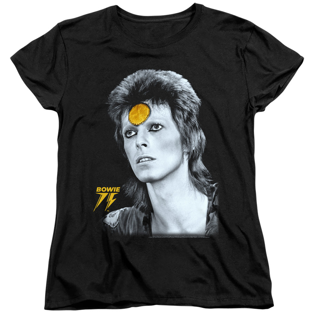 AN OFFCIALLY LICENSED DAVID BOWIE GOLDEN BOWIE WOMEN'S REGULAR FIT T-SHIRT BLACK