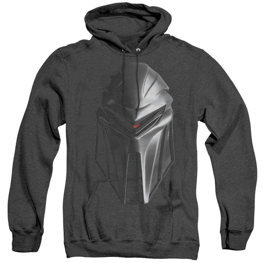 AN OFFCIALLY LICENSED BSG CYLON HEAD ADULT UNISEX HEATHER PULLOVER HOODIE BLACK