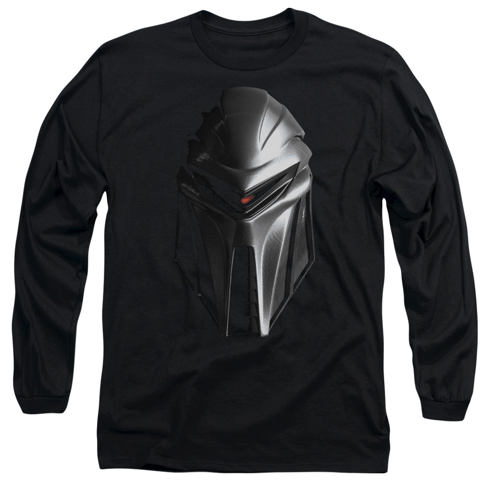 AN OFFCIALLY LICENSED BSG CYLON HEAD MEN'S LONG SLEEVE T-SHIRT BLACK