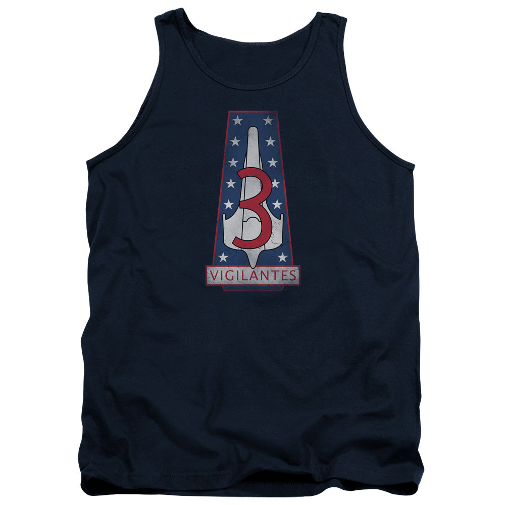 AN OFFCIALLY LICENSED BSG VIGILANTES BADGE ADULT UNISEX TANK TOP NAVY
