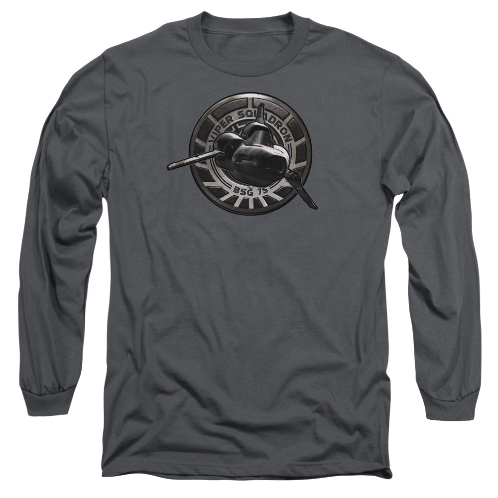 AN OFFCIALLY LICENSED BSG VIPER SQUADRON MEN'S LONG SLEEVE T-SHIRT CHARCOAL