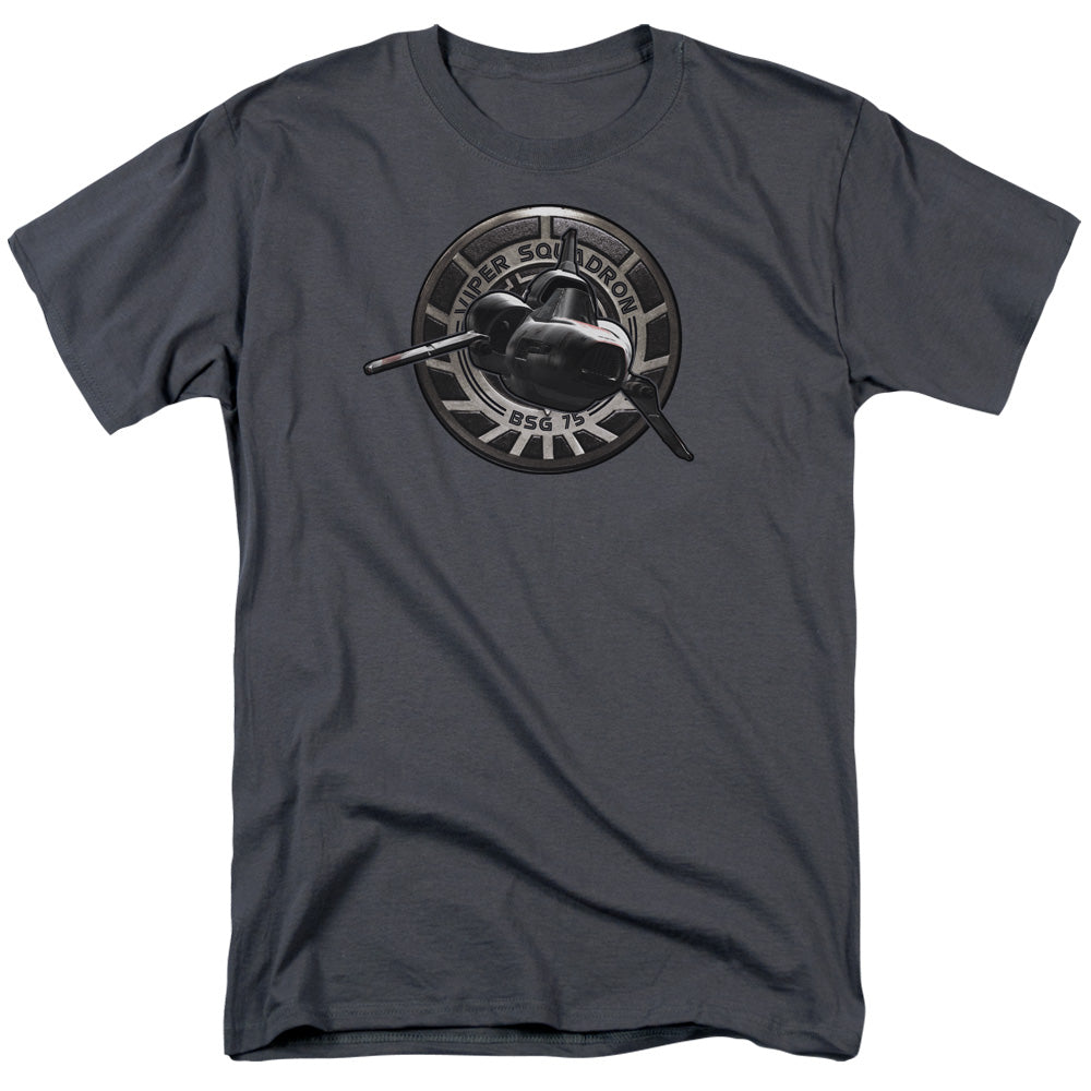 AN OFFCIALLY LICENSED BSG VIPER SQUADRON MEN'S REGULAR FIT T-SHIRT CHARCOAL