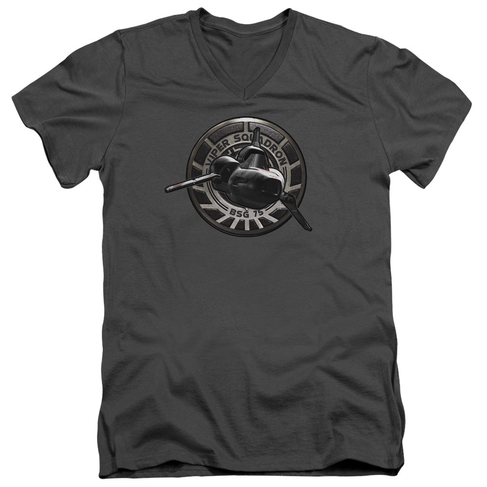 AN OFFCIALLY LICENSED BSG VIPER SQUADRON MEN'S V-NECK T-SHIRT CHARCOAL