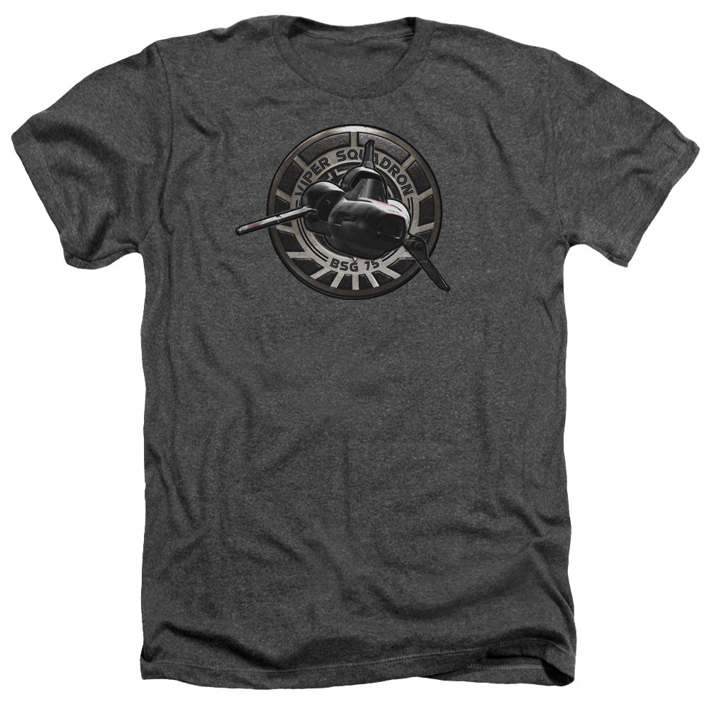 AN OFFCIALLY LICENSED BSG VIPER SQUADRON MEN'S HEATHER T-SHIRT CHARCOAL