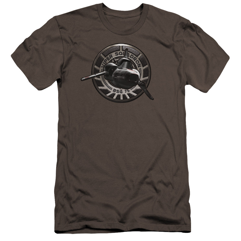 AN OFFCIALLY LICENSED BSG VIPER SQUADRON MEN'S PREMIUM SLIM FIT T-SHIRT CHARCOAL