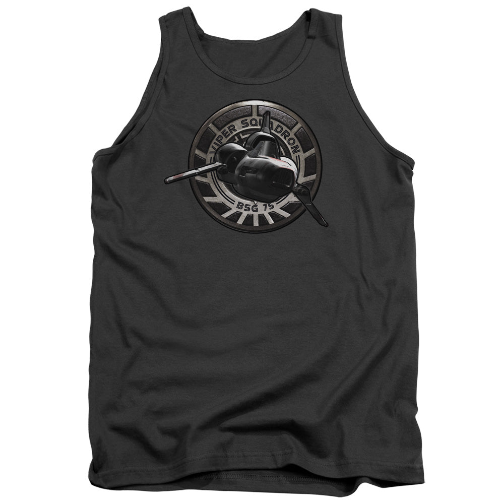 AN OFFCIALLY LICENSED BSG VIPER SQUADRON ADULT UNISEX TANK TOP CHARCOAL