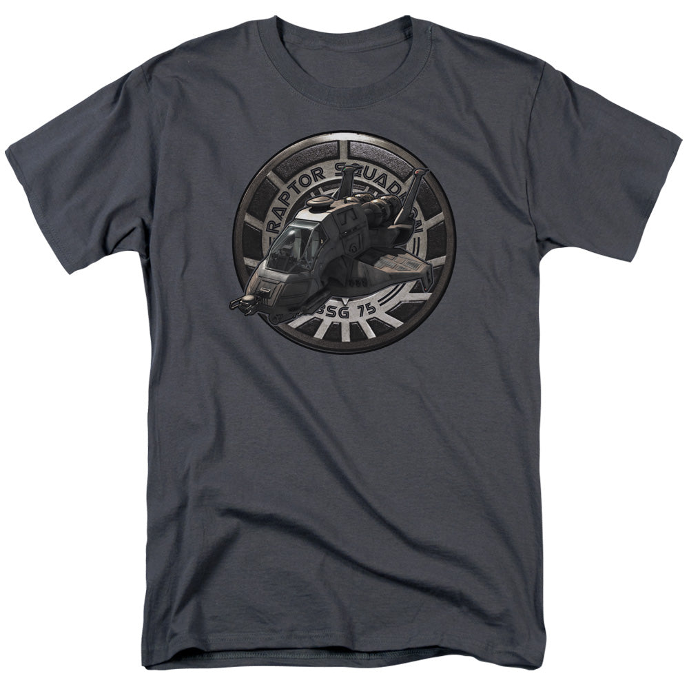 AN OFFCIALLY LICENSED BSG RAPTOR SQUADRON MEN'S REGULAR FIT T-SHIRT CHARCOAL