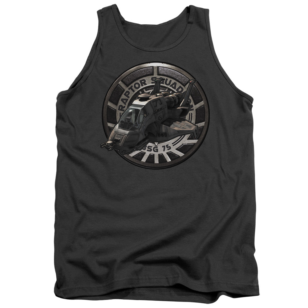 AN OFFCIALLY LICENSED BSG RAPTOR SQUADRON ADULT UNISEX TANK TOP CHARCOAL