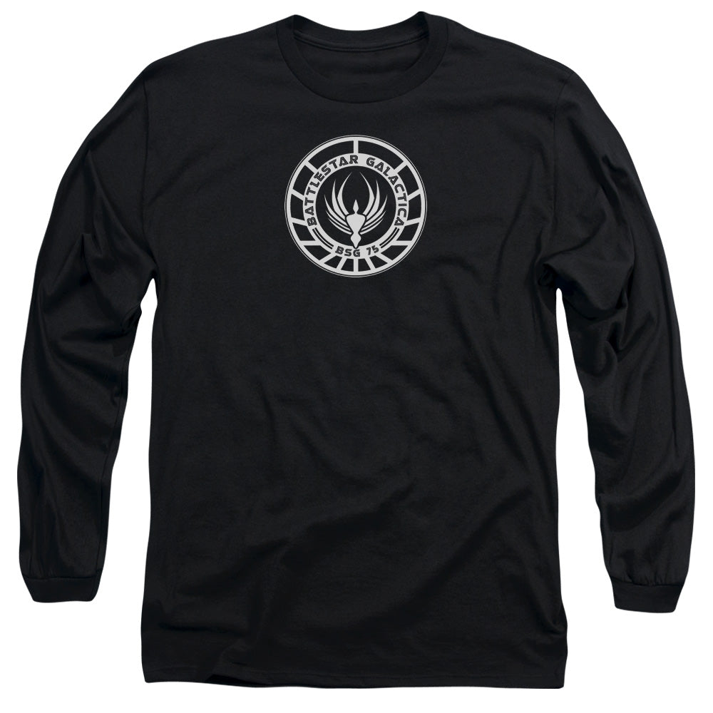 AN OFFCIALLY LICENSED BSG GALACTICA BADGE MEN'S LONG SLEEVE T-SHIRT BLACK