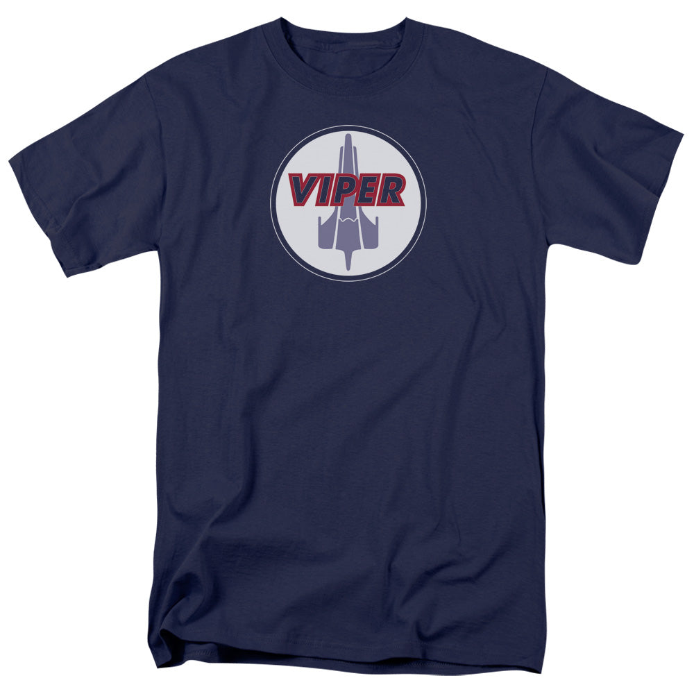 AN OFFCIALLY LICENSED BSG VIPER BADGE MEN'S REGULAR FIT T-SHIRT NAVY