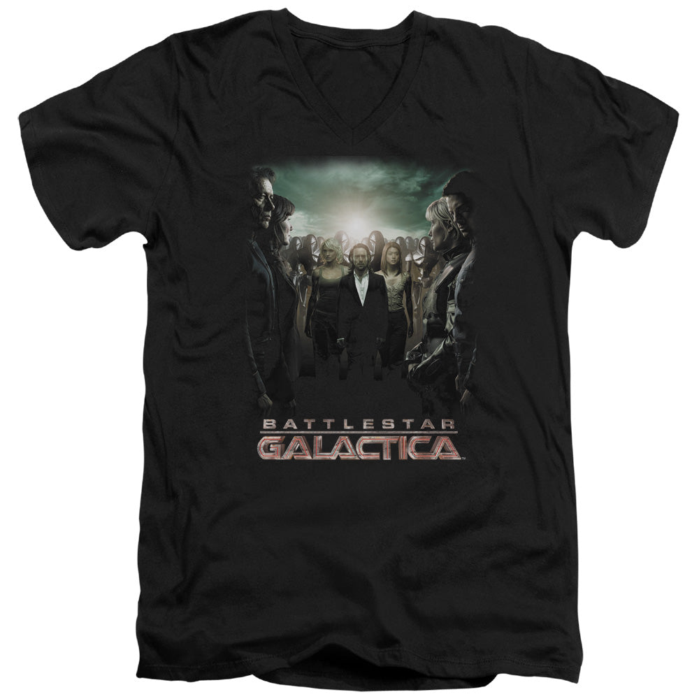 AN OFFCIALLY LICENSED BSG CROSSROADS MEN'S V-NECK T-SHIRT BLACK