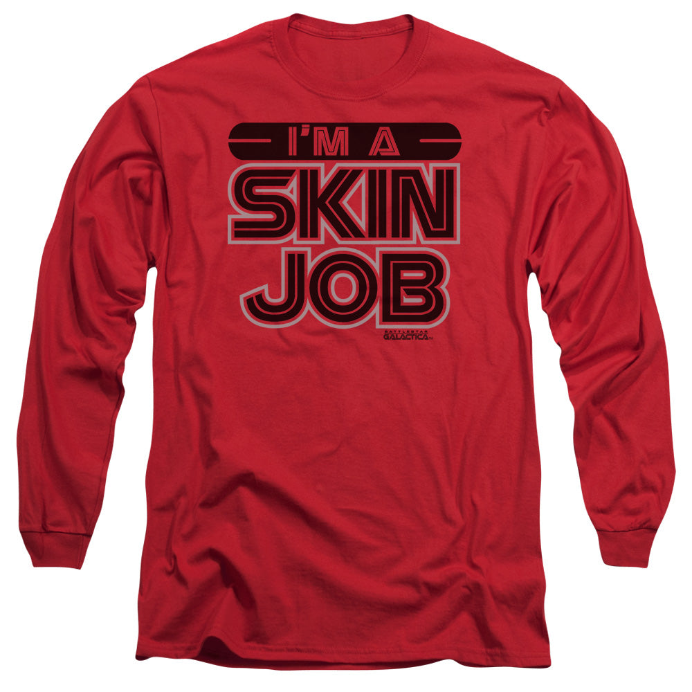 AN OFFCIALLY LICENSED BSG IM A SKIN JOB MEN'S LONG SLEEVE T-SHIRT RED
