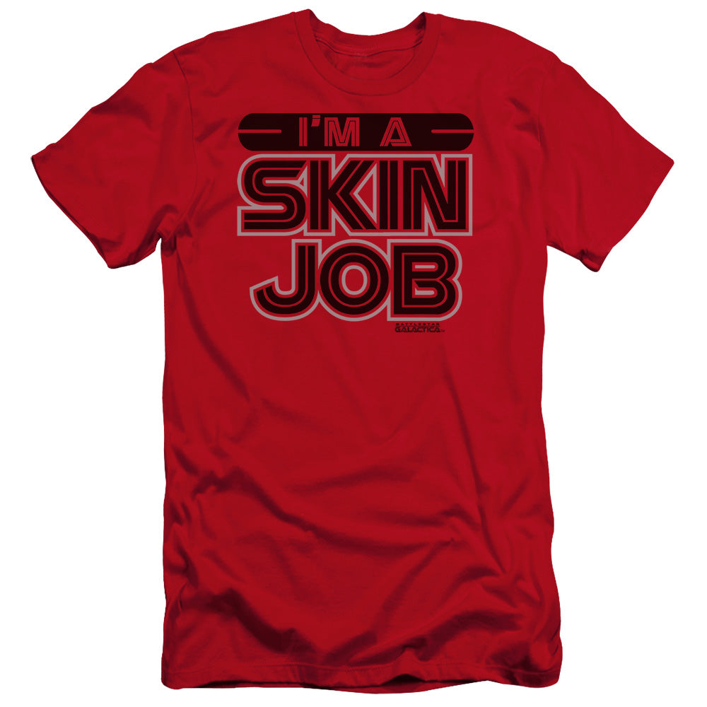 AN OFFCIALLY LICENSED BSG IM A SKIN JOB MEN'S PREMIUM SLIM FIT T-SHIRT RED