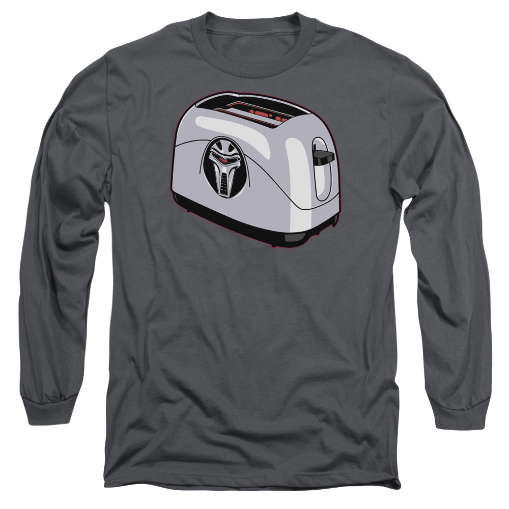 AN OFFCIALLY LICENSED BSG TOASTER MEN'S LONG SLEEVE T-SHIRT CHARCOAL