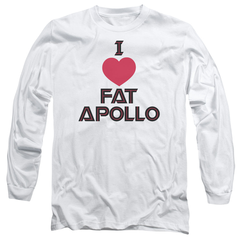 AN OFFCIALLY LICENSED BSG I HEART FAT APOLLO MEN'S LONG SLEEVE T-SHIRT WHITE