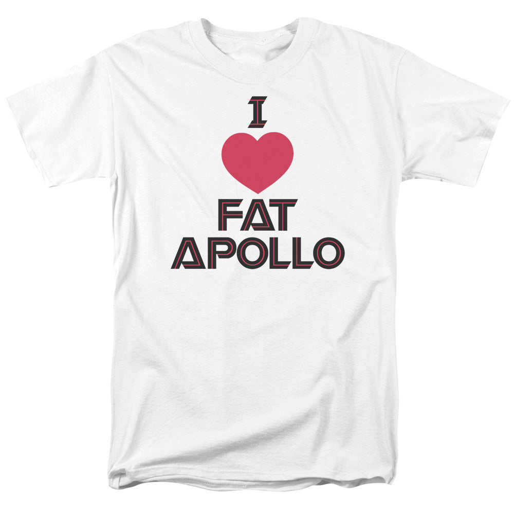 AN OFFCIALLY LICENSED BSG I HEART FAT APOLLO MEN'S REGULAR FIT T-SHIRT WHITE