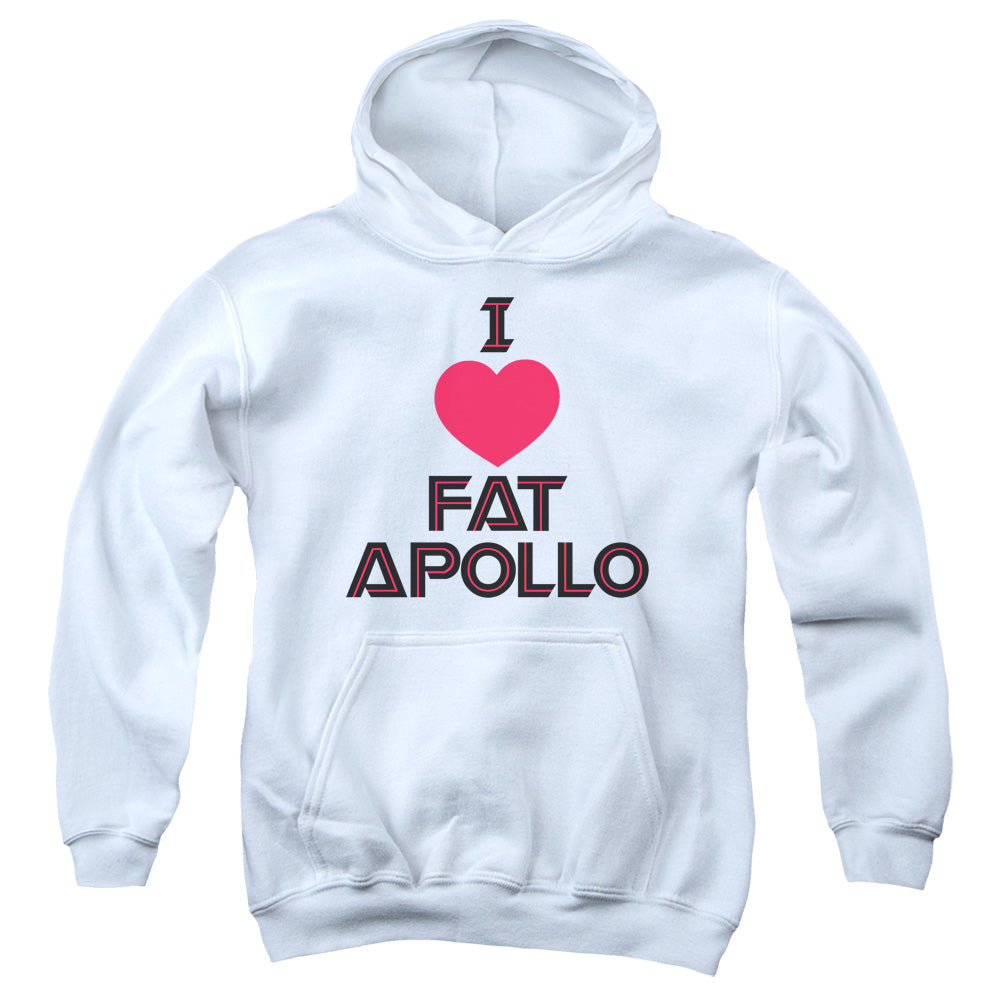 AN OFFCIALLY LICENSED BSG I HEART FAT APOLLO YOUTH HOODIE WHITE