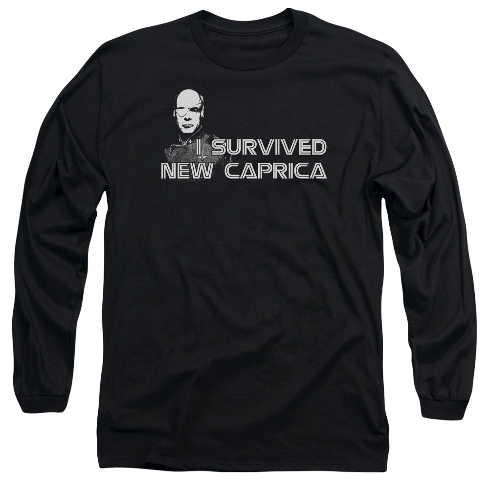 AN OFFCIALLY LICENSED BSG I SURVIVED NEW CAPRICA MEN'S LONG SLEEVE T-SHIRT BLACK