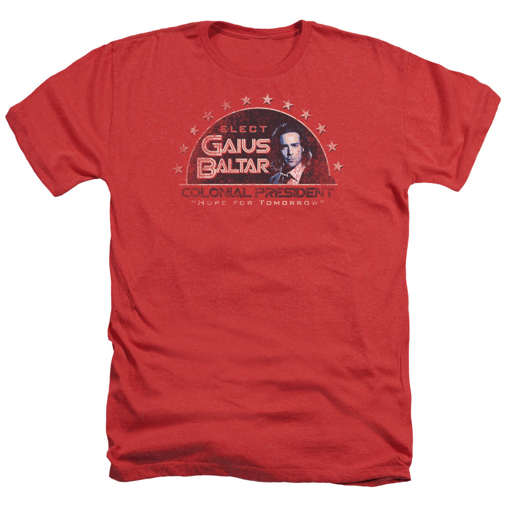 AN OFFCIALLY LICENSED BSG ELECT GAIUS MEN'S HEATHER T-SHIRT RED