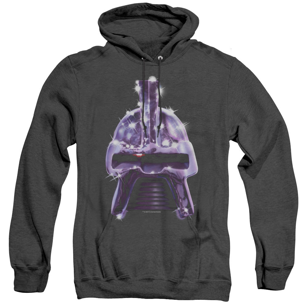 AN OFFCIALLY LICENSED BSG RETRO CYLON HEAD ADULT UNISEX HEATHER PULLOVER HOODIE BLACK