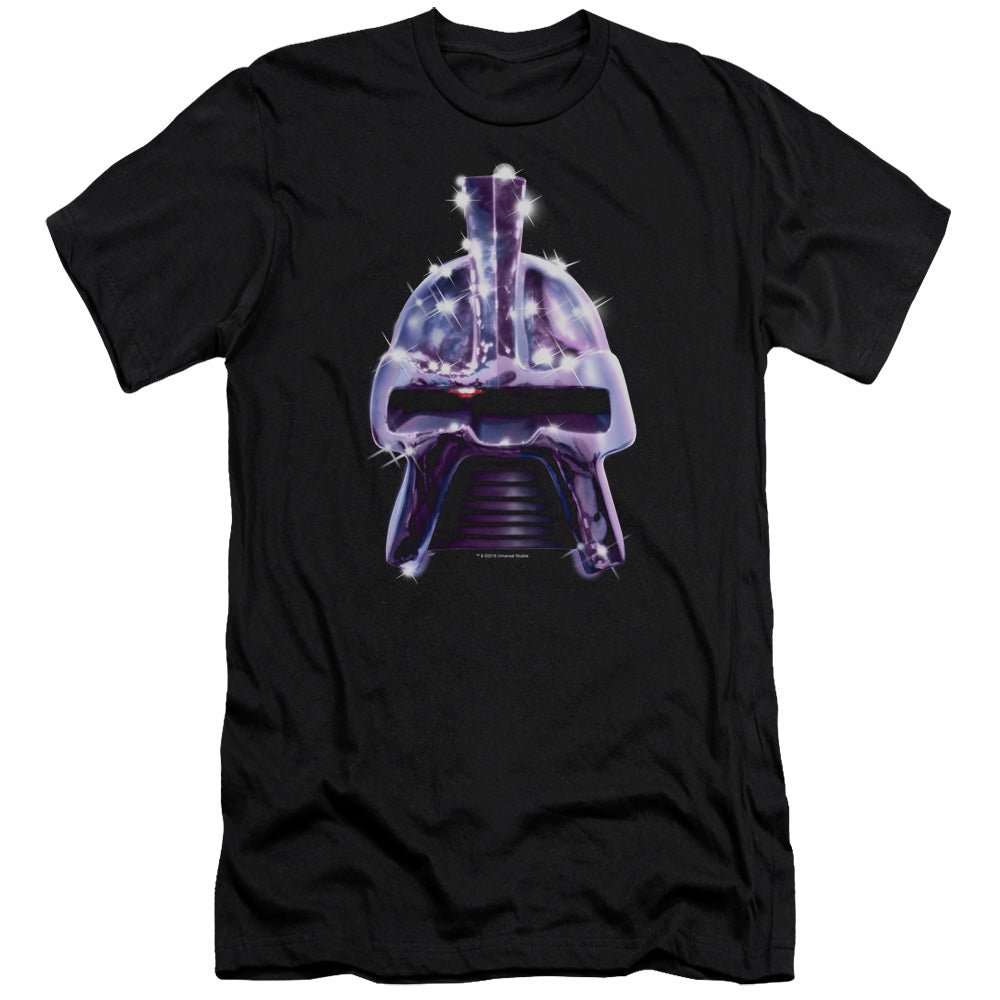 AN OFFCIALLY LICENSED BSG RETRO CYLON HEAD MEN'S PREMIUM SLIM FIT T-SHIRT BLACK
