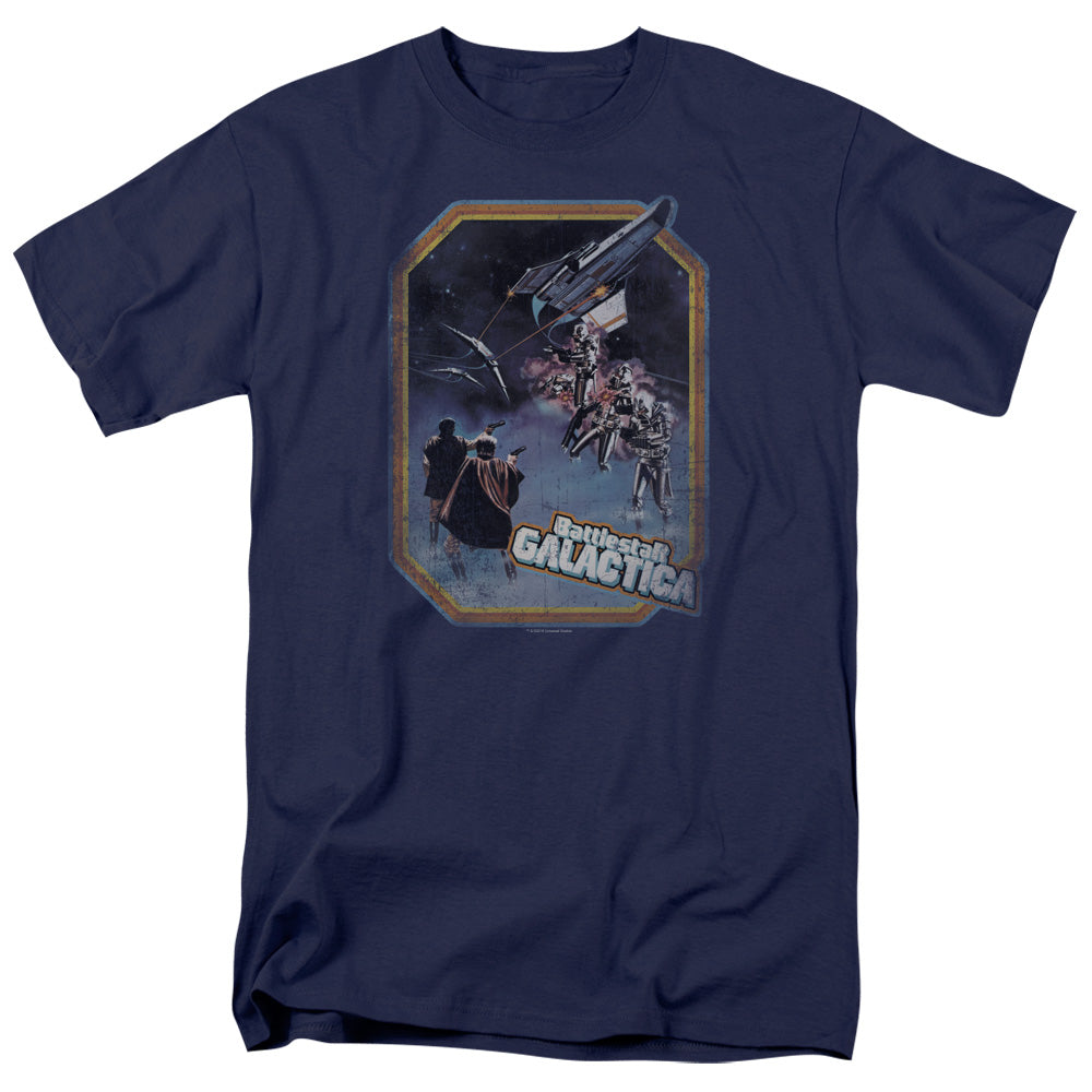 AN OFFCIALLY LICENSED BSG POSTER IRON ON MEN'S REGULAR FIT T-SHIRT NAVY
