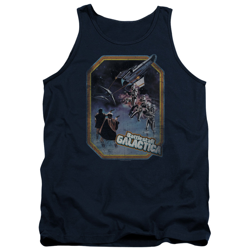 AN OFFCIALLY LICENSED BSG POSTER IRON ON ADULT UNISEX TANK TOP NAVY