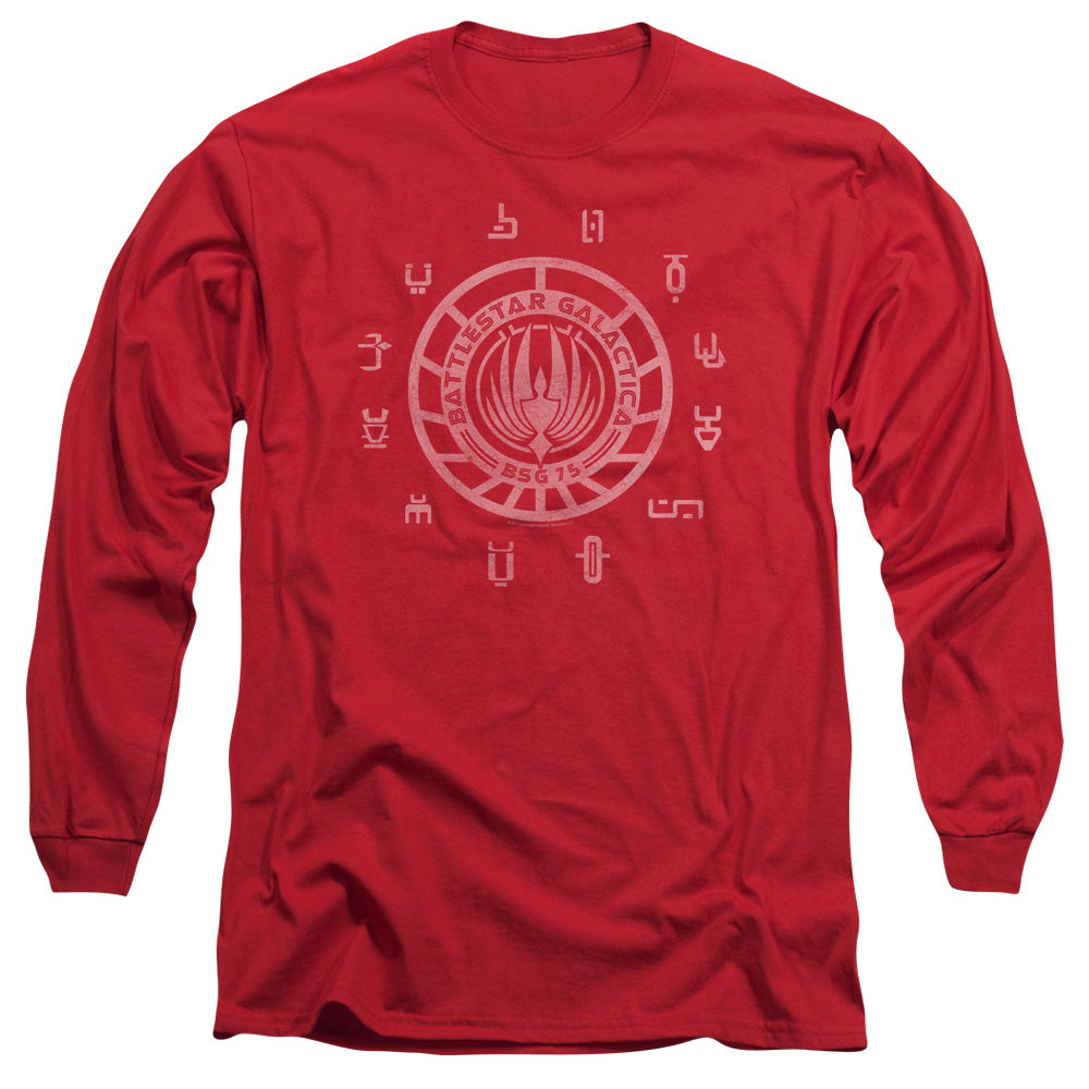 AN OFFCIALLY LICENSED BSG COLONIES MEN'S LONG SLEEVE T-SHIRT RED
