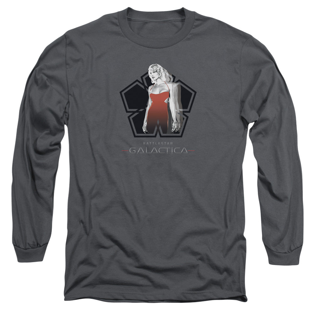AN OFFCIALLY LICENSED BSG CYLON TECH MEN'S LONG SLEEVE T-SHIRT CHARCOAL