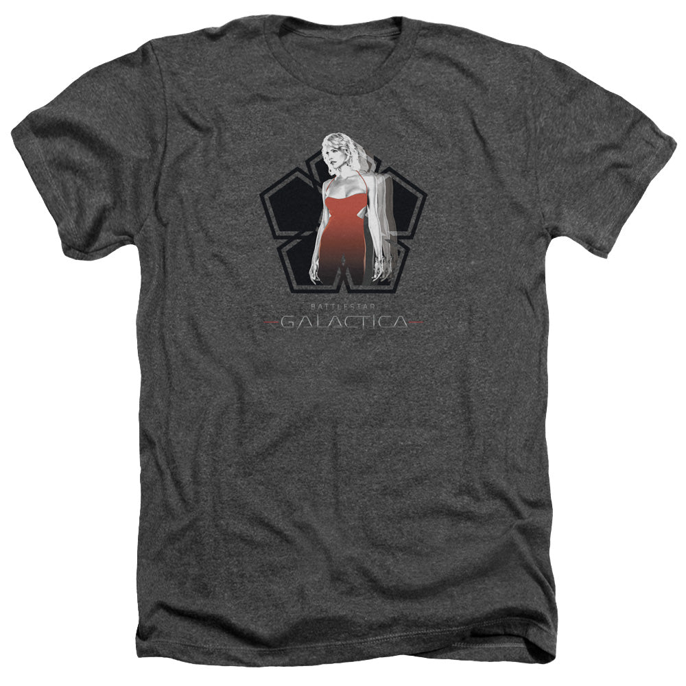AN OFFCIALLY LICENSED BSG CYLON TECH MEN'S HEATHER T-SHIRT CHARCOAL