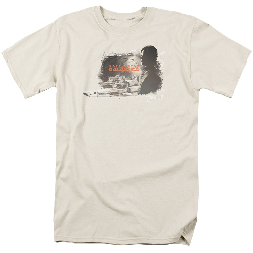 AN OFFCIALLY LICENSED BSG STARBUCK MEN'S REGULAR FIT T-SHIRT CREAM