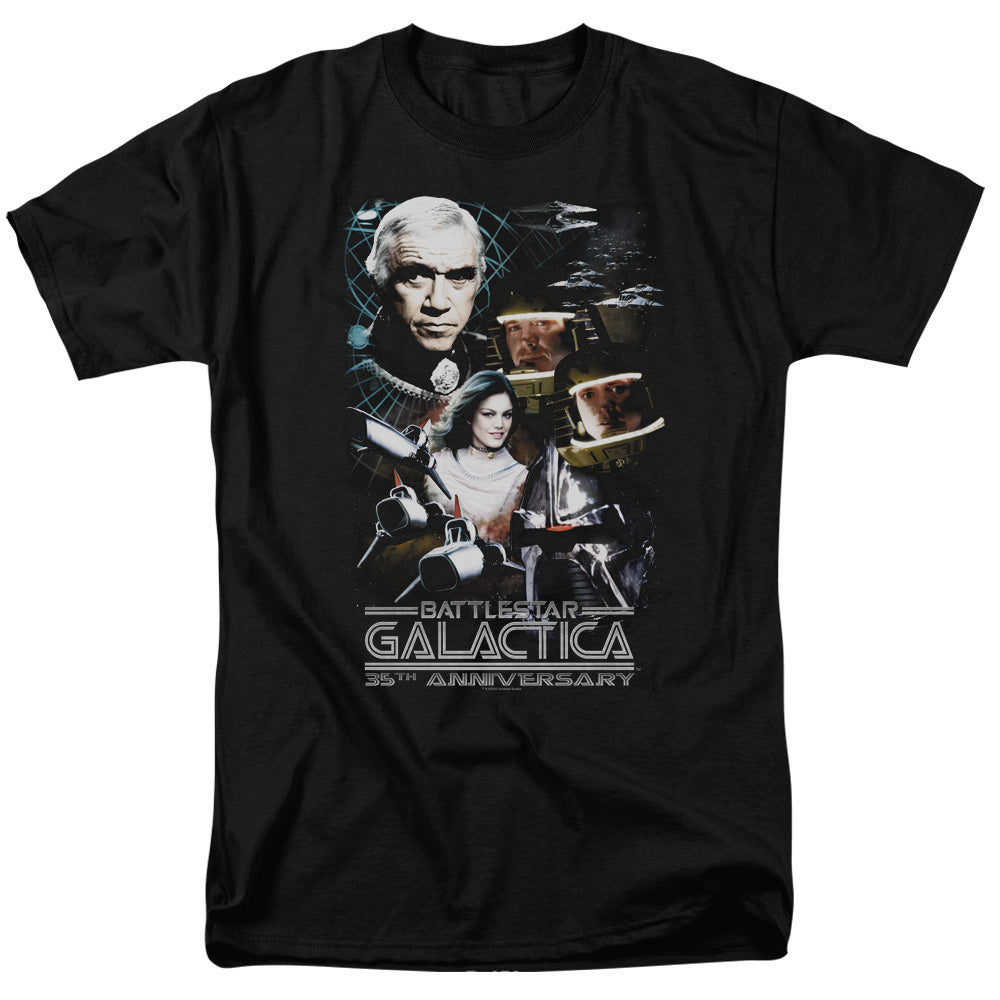 AN OFFCIALLY LICENSED BSG 35TH ANNIVERSARY COLLAGE MEN'S REGULAR FIT T-SHIRT BLACK