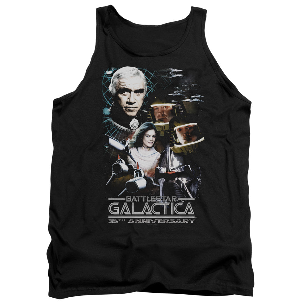 AN OFFCIALLY LICENSED BSG 35TH ANNIVERSARY COLLAGE ADULT UNISEX TANK TOP BLACK
