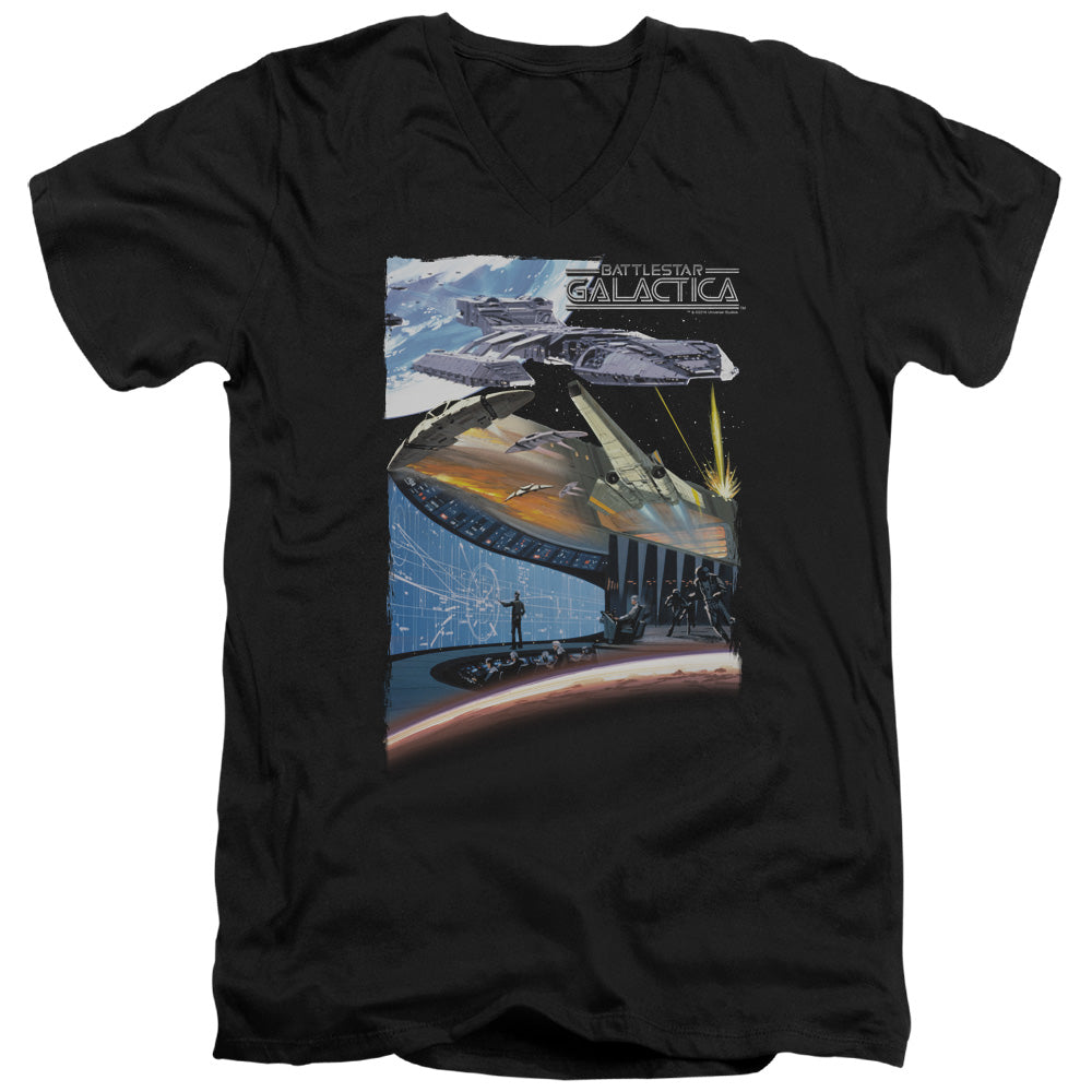AN OFFCIALLY LICENSED BSG CONCEPT ART MEN'S V-NECK T-SHIRT BLACK
