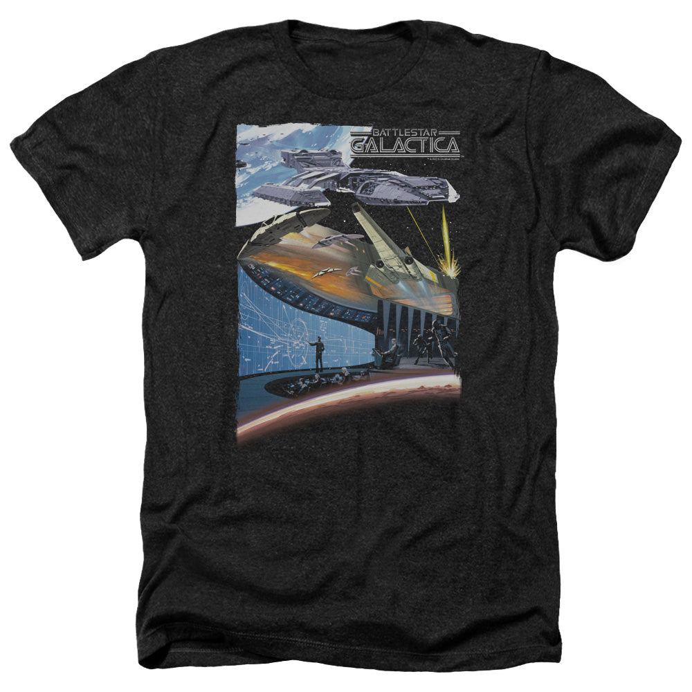 AN OFFCIALLY LICENSED BSG CONCEPT ART MEN'S HEATHER T-SHIRT CHARCOAL