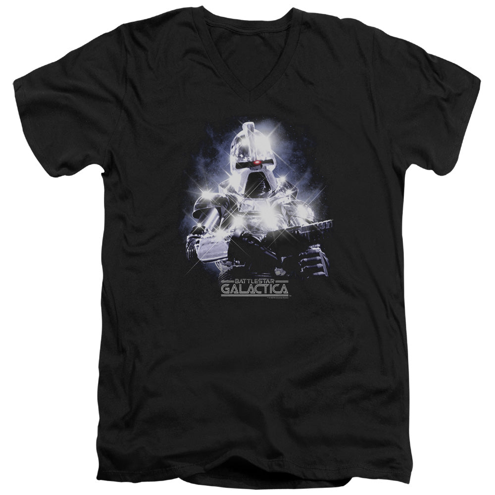AN OFFCIALLY LICENSED BSG 35TH ANNIVERSARY CYLON MEN'S V-NECK T-SHIRT BLACK