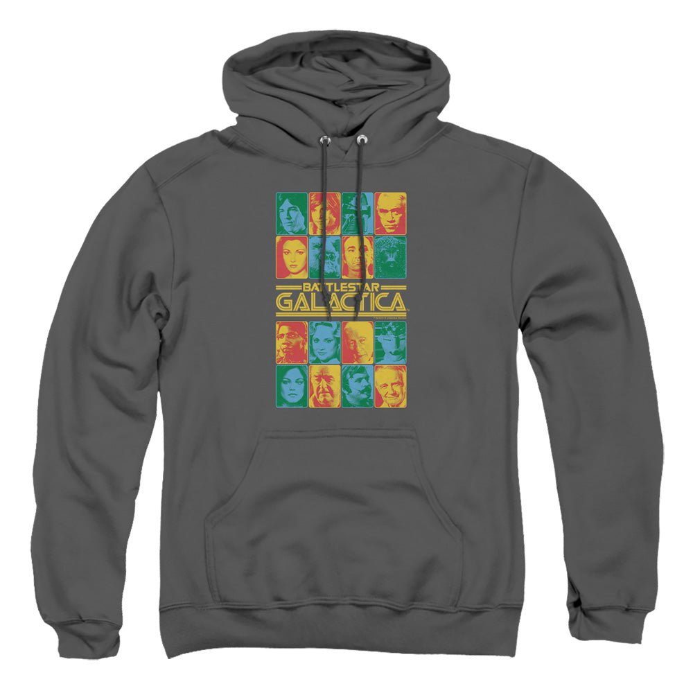AN OFFCIALLY LICENSED BSG 35TH ANNIVERSARY CAST ADULT UNISEX PULLOVER HOODIE CHARCOAL
