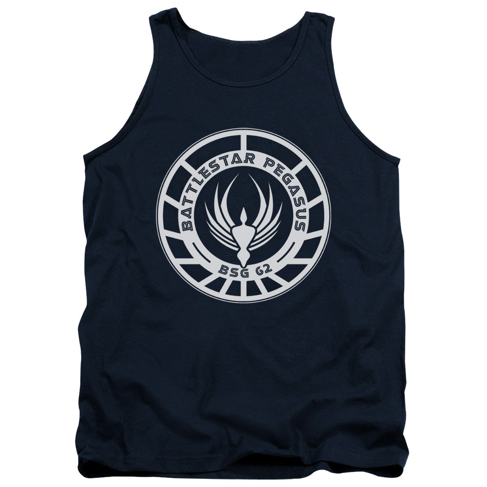 AN OFFCIALLY LICENSED BSG PEGASUS BADGE ADULT UNISEX TANK TOP NAVY