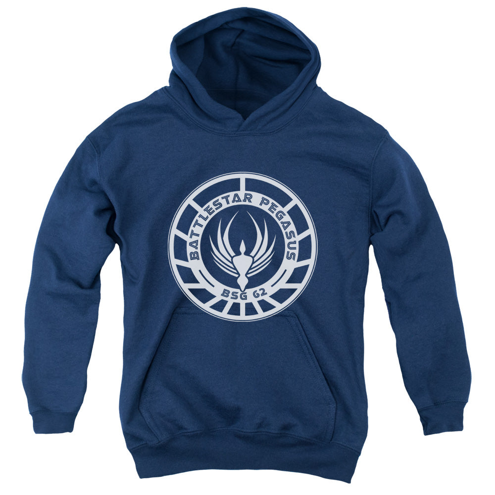 AN OFFCIALLY LICENSED BSG PEGASUS BADGE YOUTH HOODIE NAVY