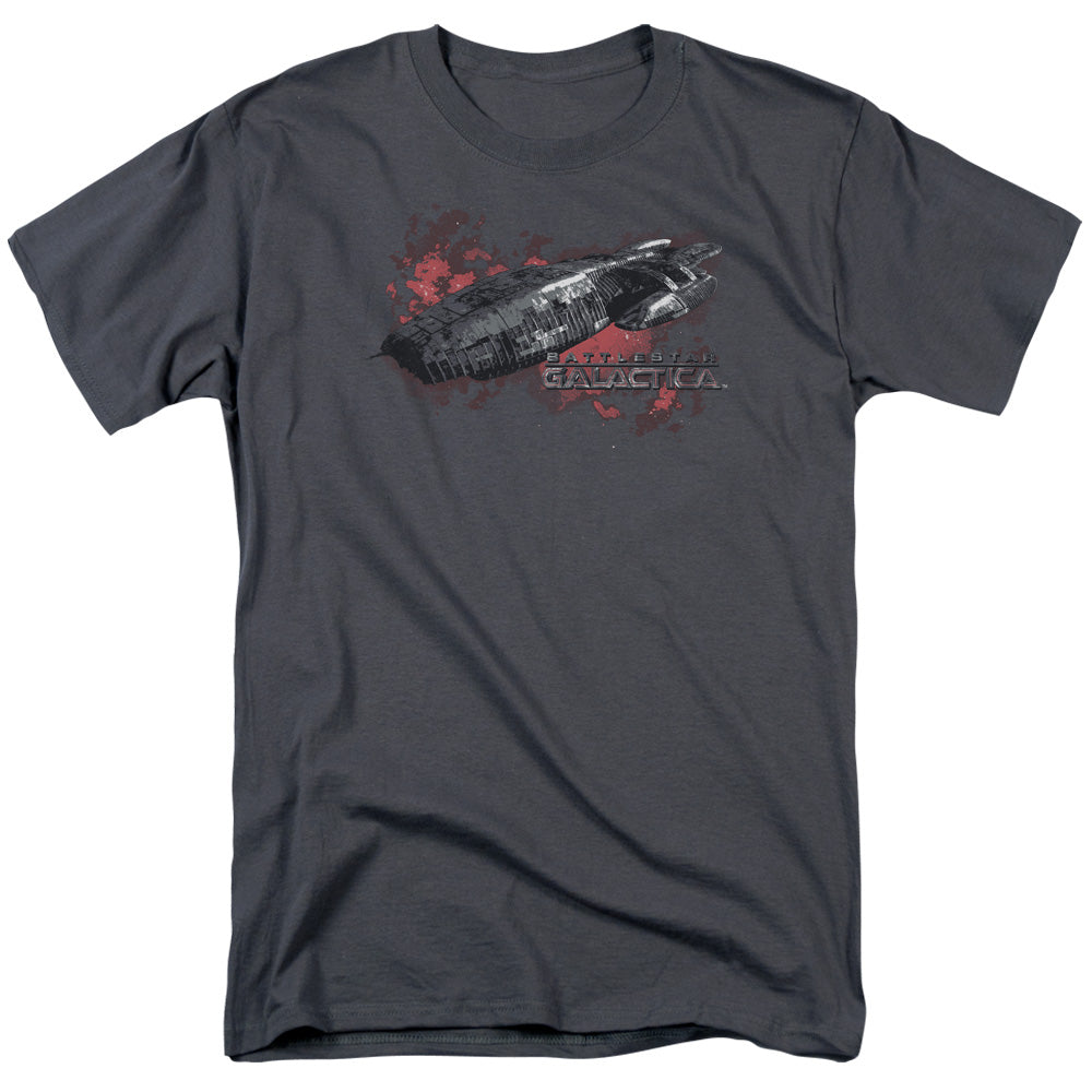 AN OFFCIALLY LICENSED BSG GALACTICA MEN'S REGULAR FIT T-SHIRT CHARCOAL