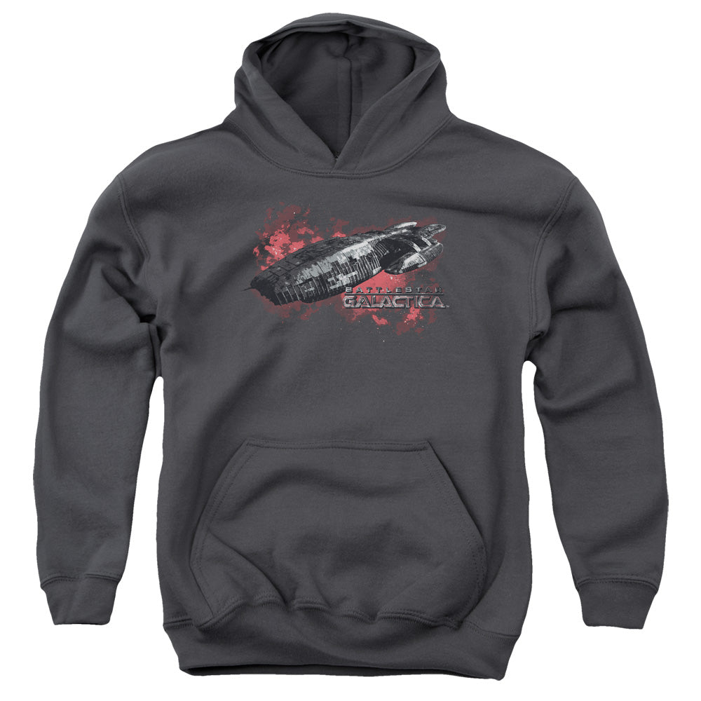 AN OFFCIALLY LICENSED BSG GALACTICA YOUTH HOODIE CHARCOAL