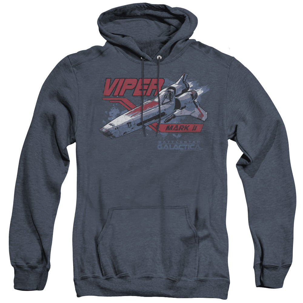 AN OFFCIALLY LICENSED BSG VIPER MARK II ADULT UNISEX HEATHER PULLOVER HOODIE NAVY
