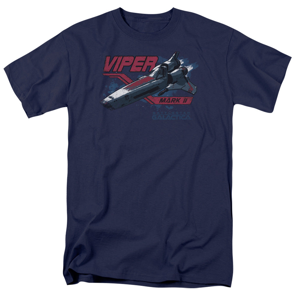 AN OFFCIALLY LICENSED BSG VIPER MARK II MEN'S REGULAR FIT T-SHIRT NAVY