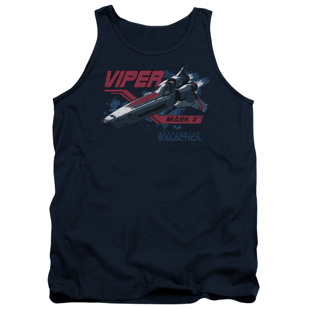 AN OFFCIALLY LICENSED BSG VIPER MARK II ADULT UNISEX TANK TOP NAVY