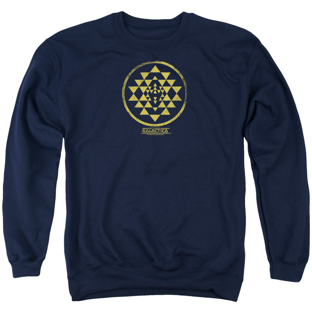 AN OFFCIALLY LICENSED BSG GOLD SQUADRON PATCH ADULT UNISEX CREWNECK SWEATSHIRT NAVY