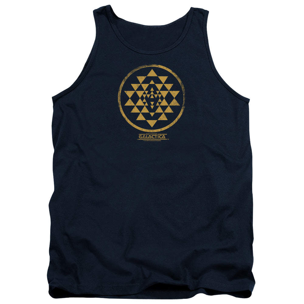 AN OFFCIALLY LICENSED BSG GOLD SQUADRON PATCH ADULT UNISEX TANK TOP NAVY